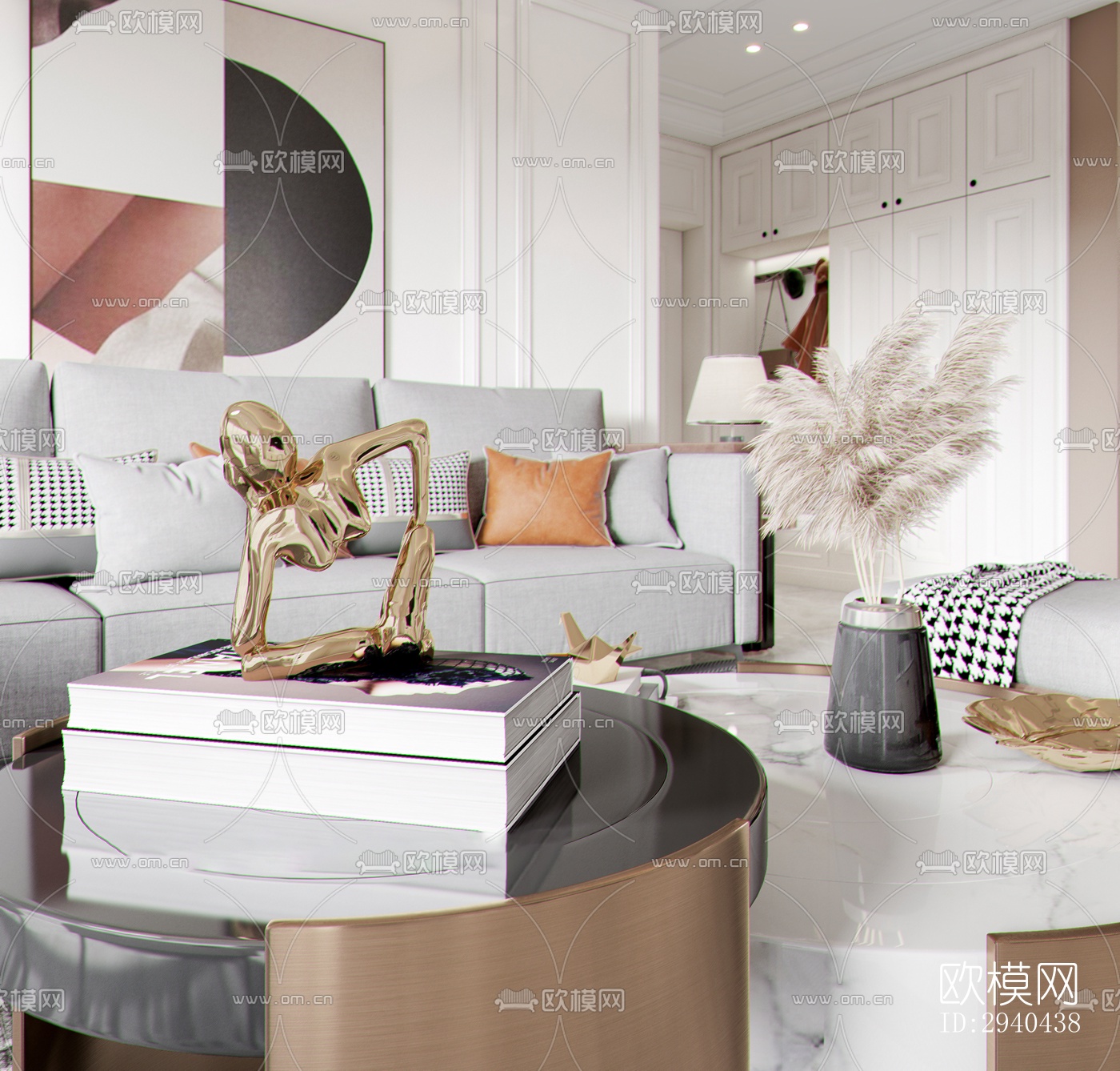 美式平层效果图下载（渲染图4）