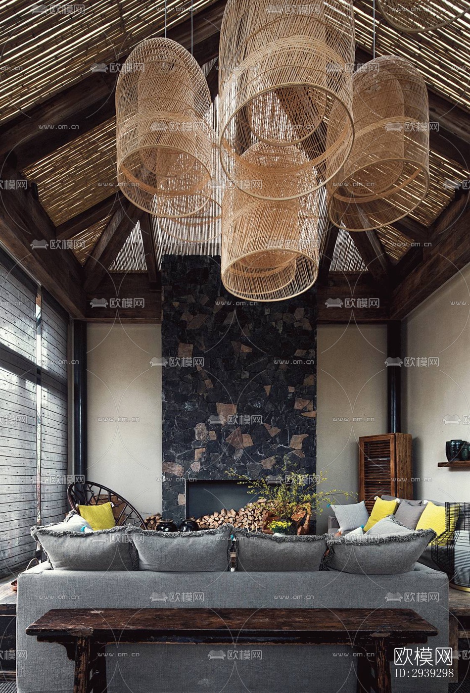 新中式酒店民宿效果图下载（渲染图17）