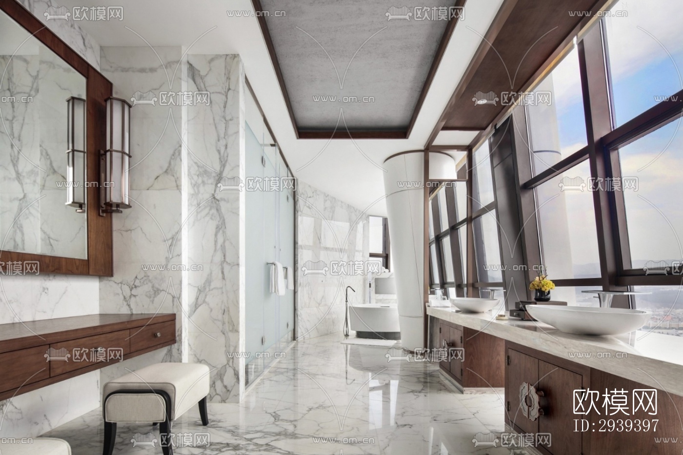 新中式酒店民宿效果图下载（渲染图14）