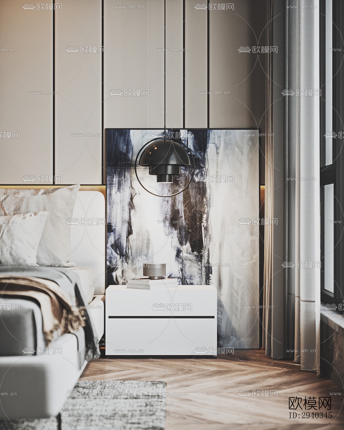 现代平层效果图下载（渲染图12）