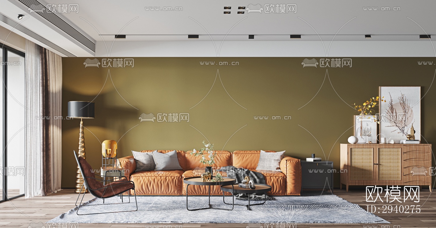 现代平层效果图下载（渲染图10）