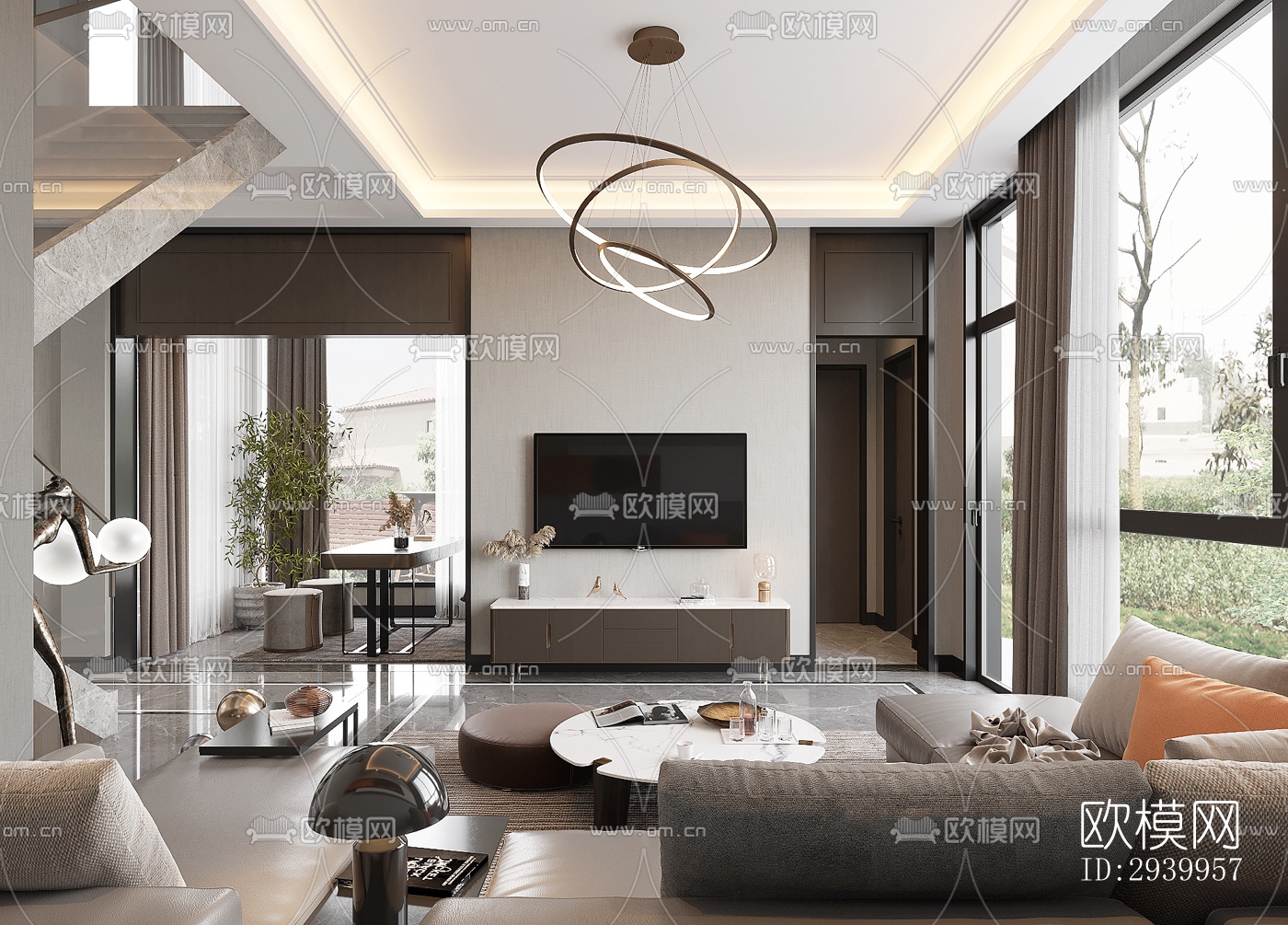 现代复式效果图下载（渲染图5）