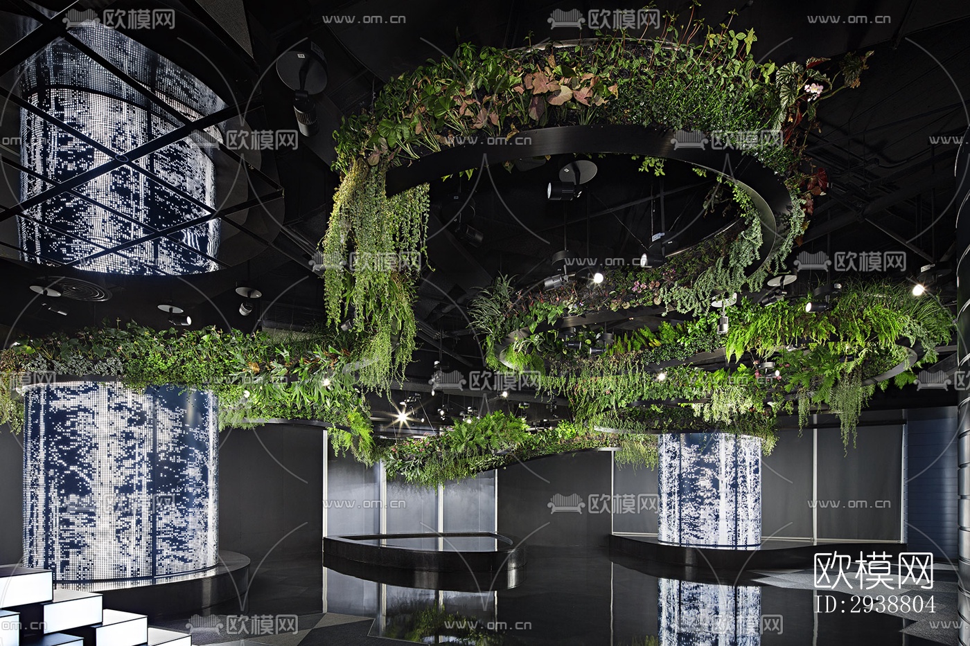 高级灰展览展厅效果图下载（渲染图1）