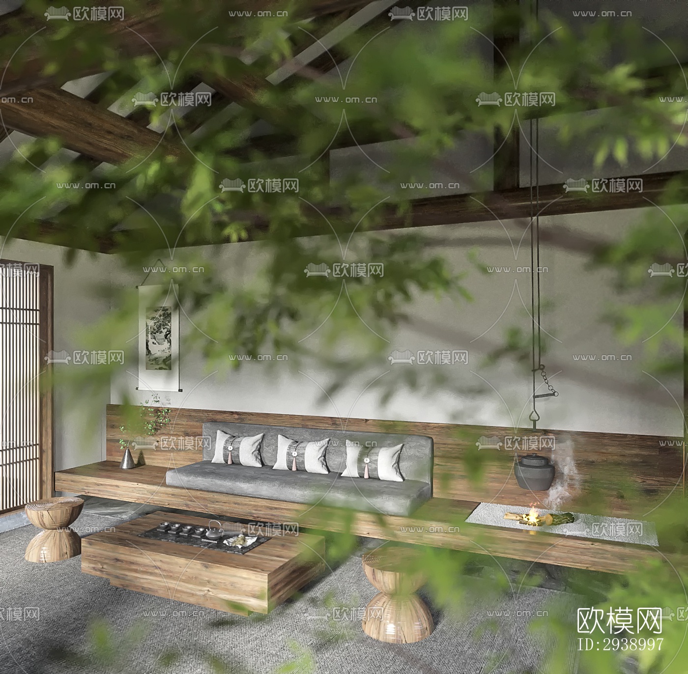 中式酒店民宿效果图下载（渲染图16）