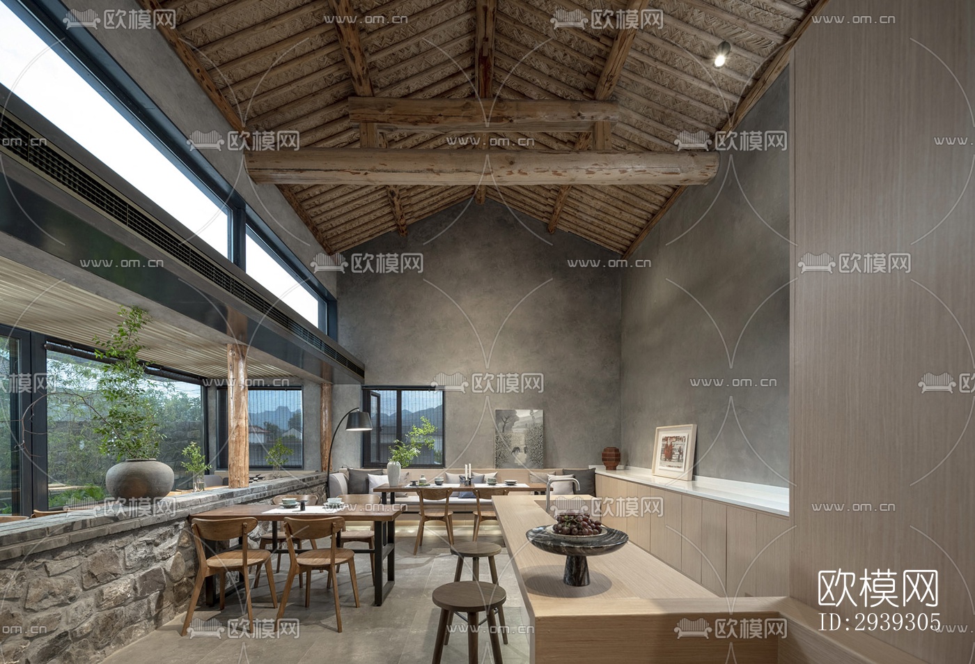 新中式酒店民宿效果图下载（渲染图4）