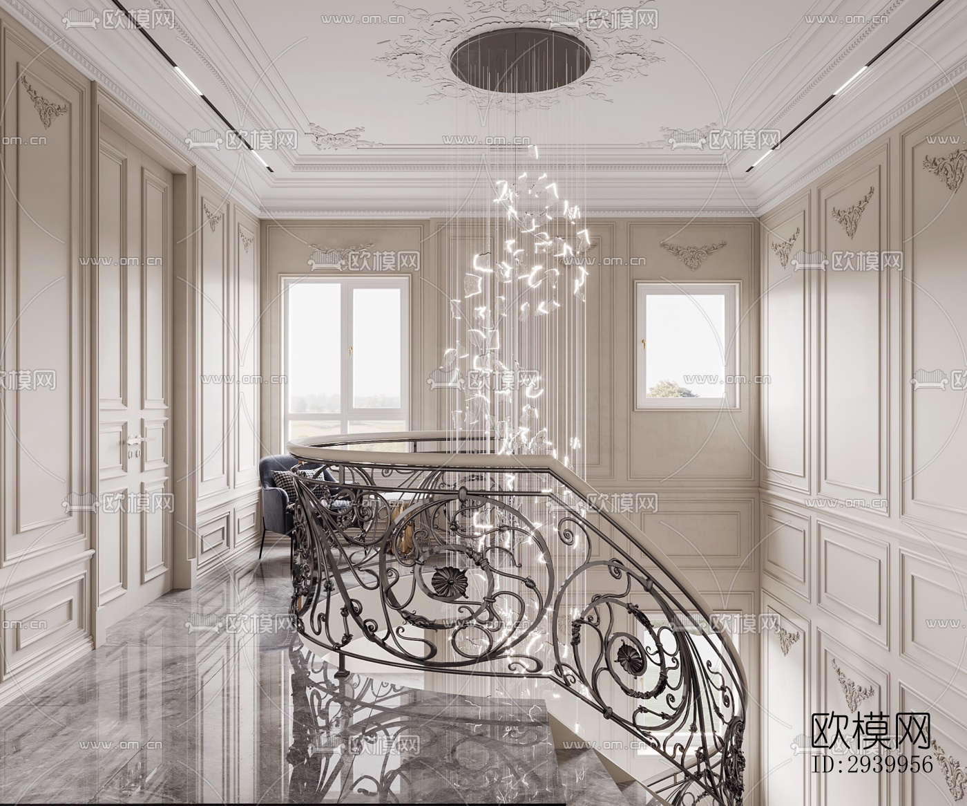 法式复式效果图下载（渲染图17）