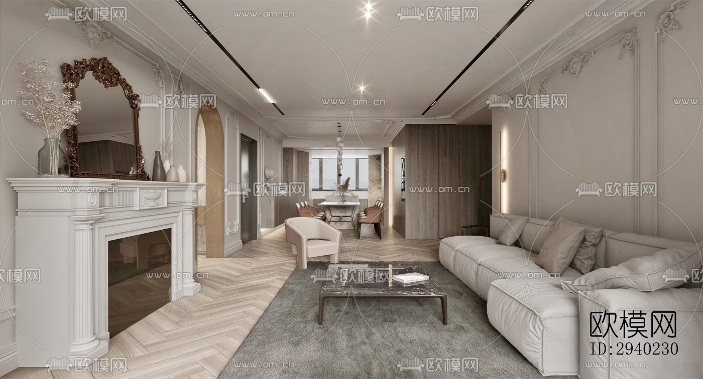 法式平层效果图下载（渲染图3）