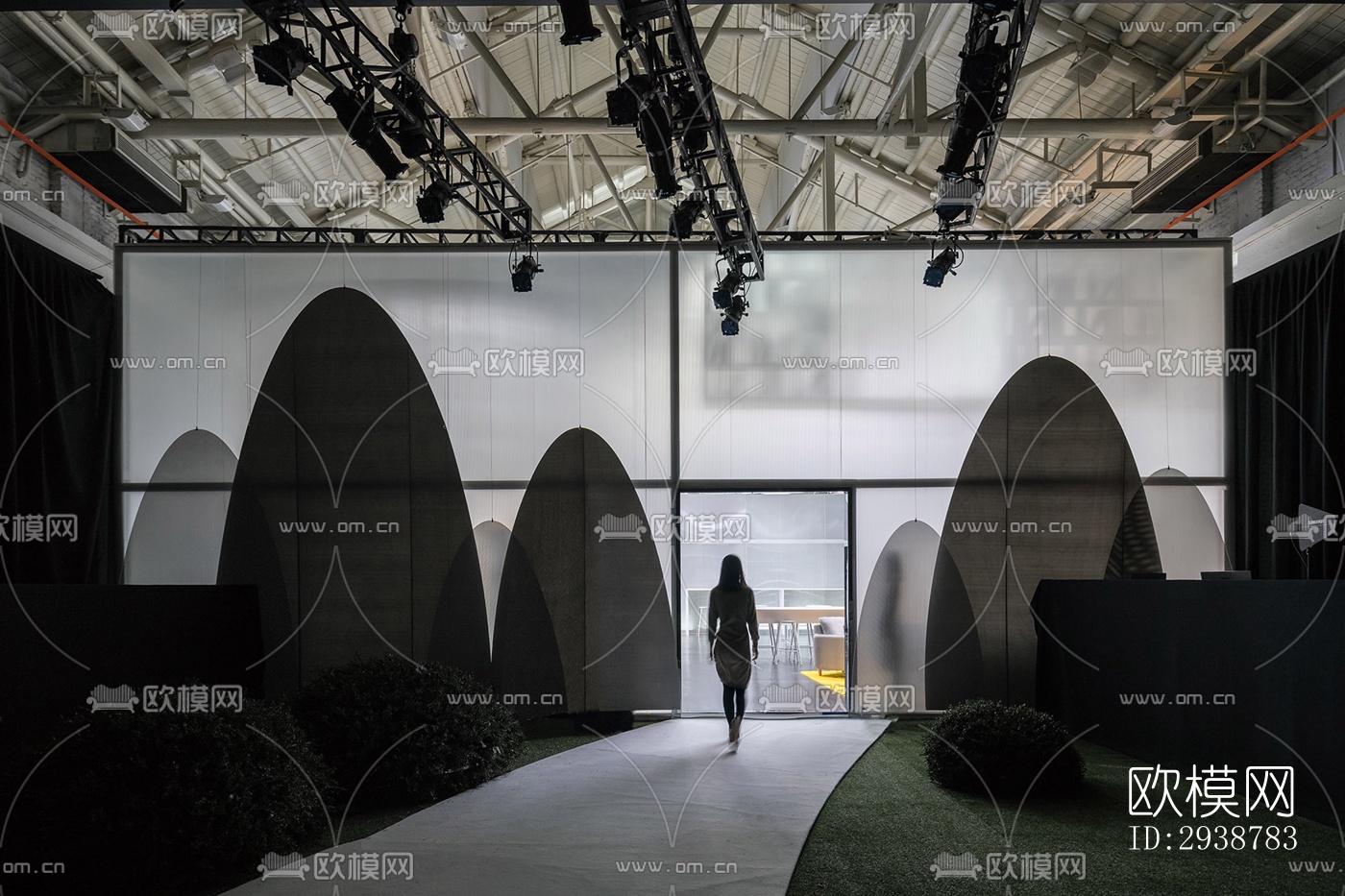 高级灰展览展厅效果图下载（渲染图9）