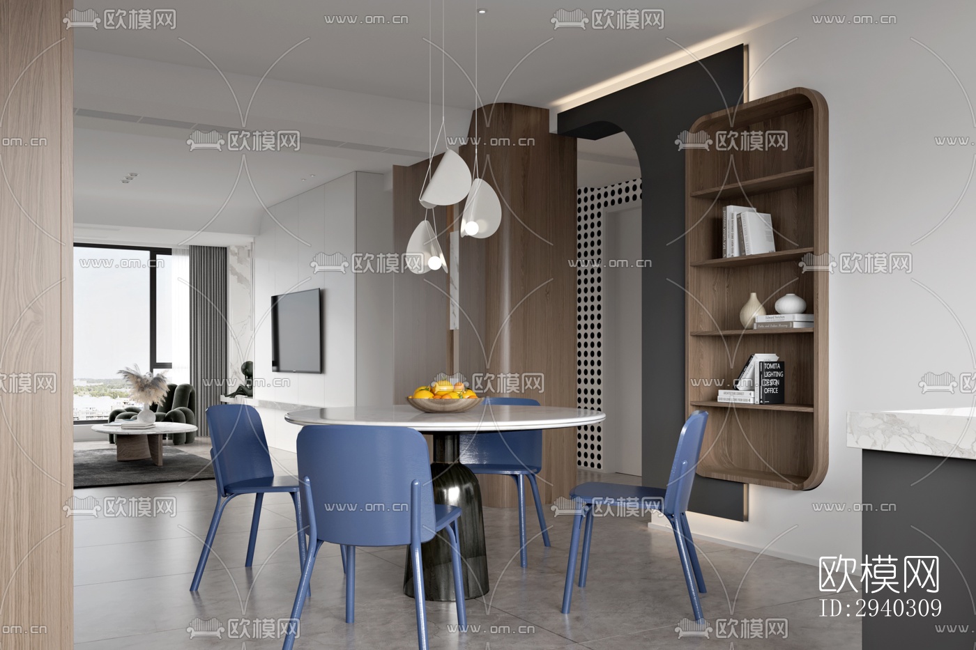 现代平层效果图下载（渲染图1）