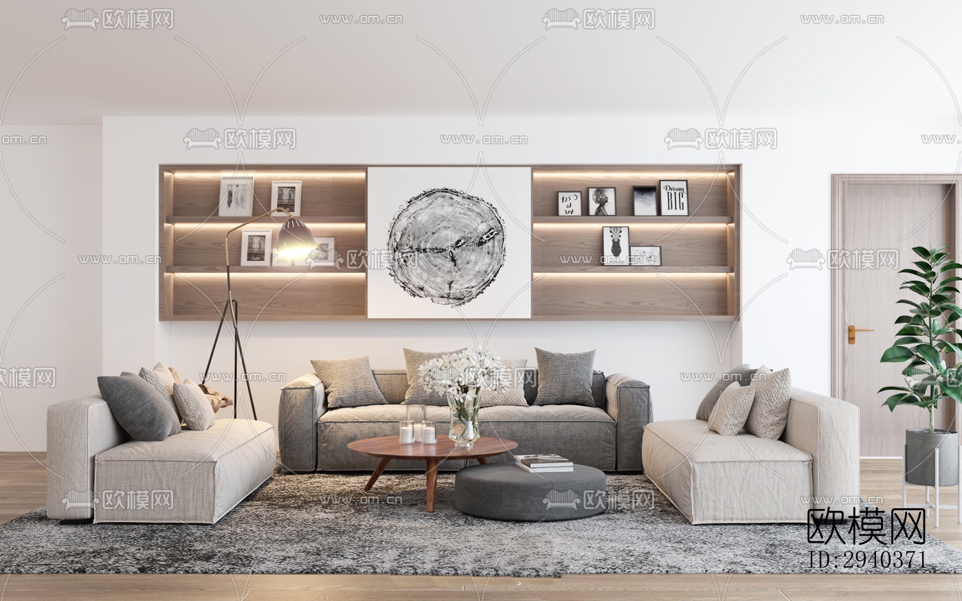 现代平层效果图下载（渲染图1）