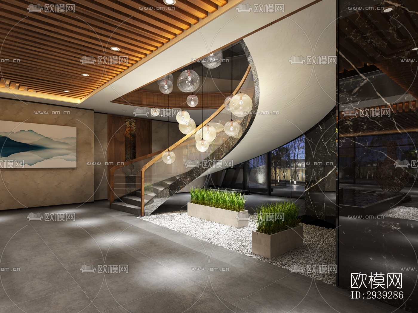 新中式酒店民宿效果图下载（渲染图10）