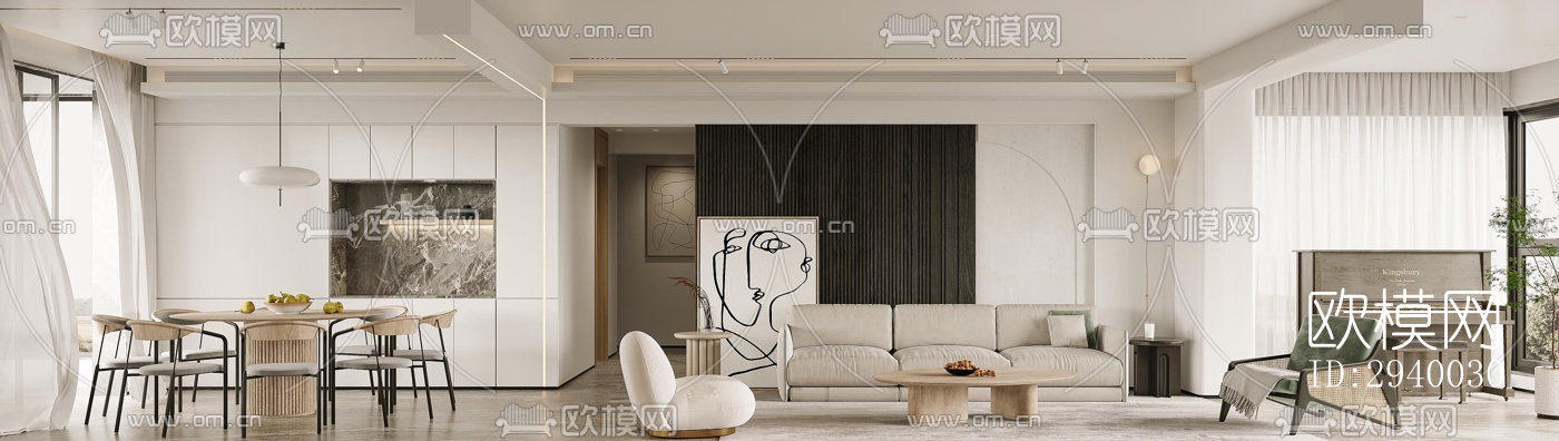 侘寂平层效果图下载（渲染图2）