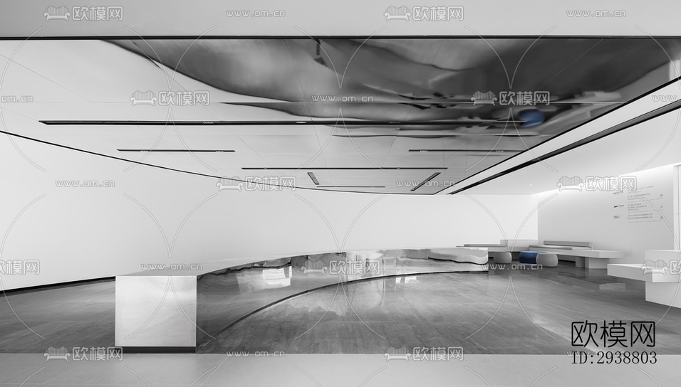 高级灰展览展厅效果图下载(渲染图13)