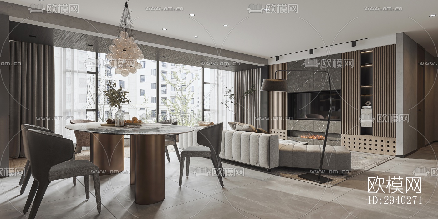 现代平层效果图下载（渲染图12）