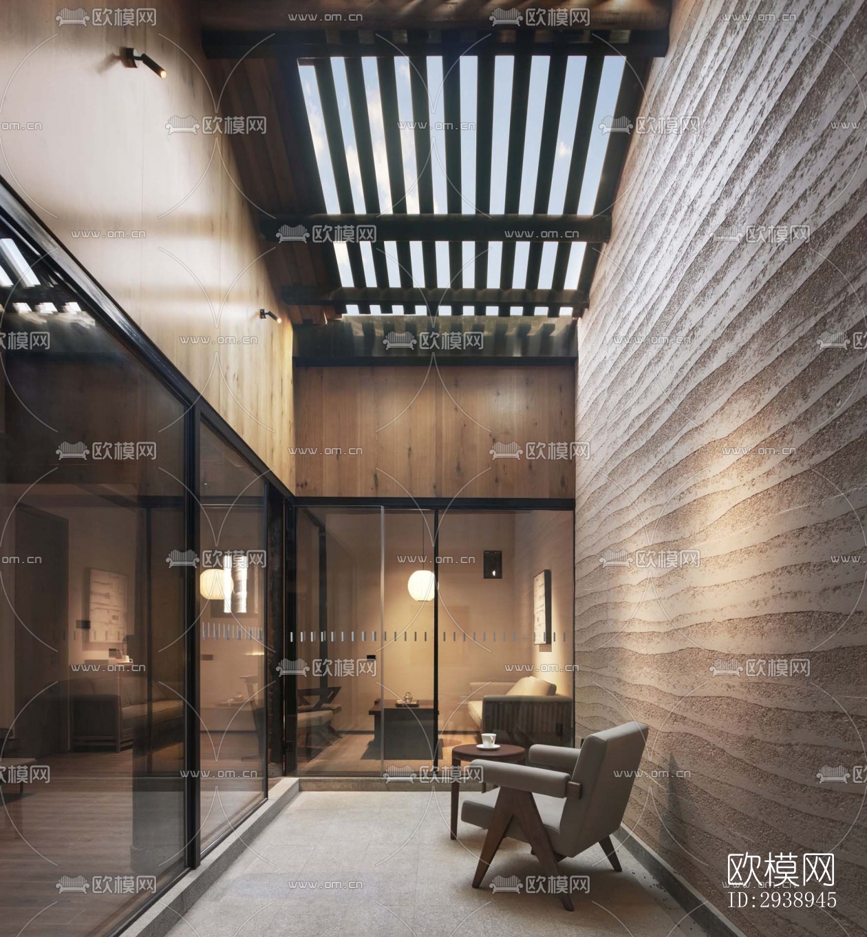 中式酒店民宿效果图下载（渲染图12）