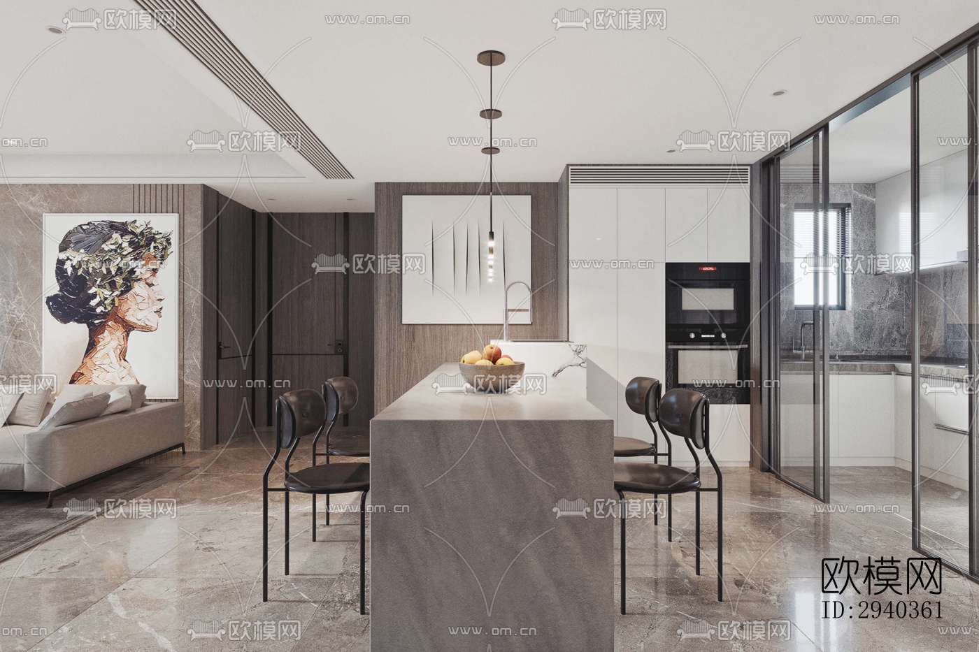 现代平层效果图下载（渲染图4）