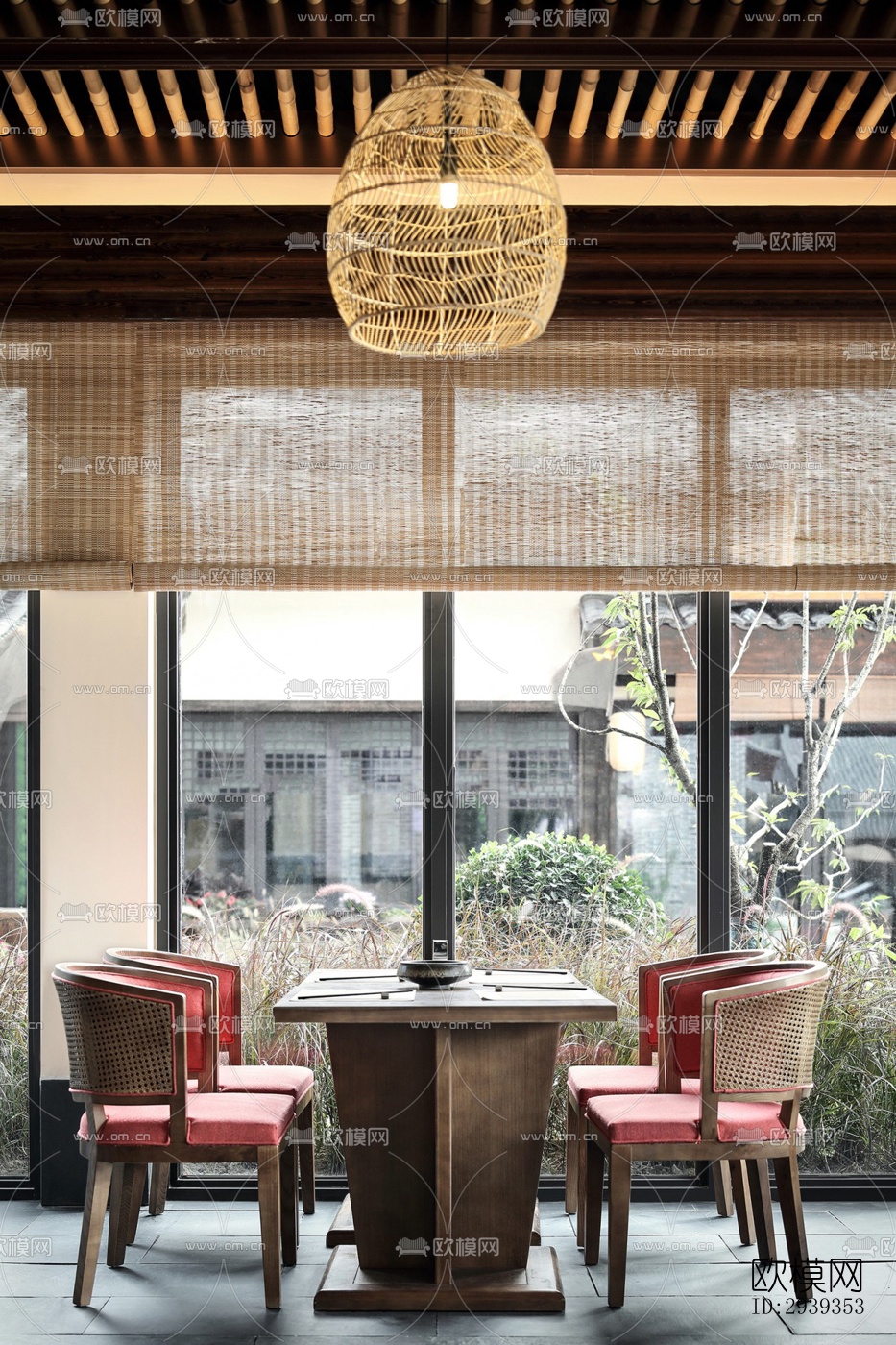 新中式酒店民宿效果图下载（渲染图1）