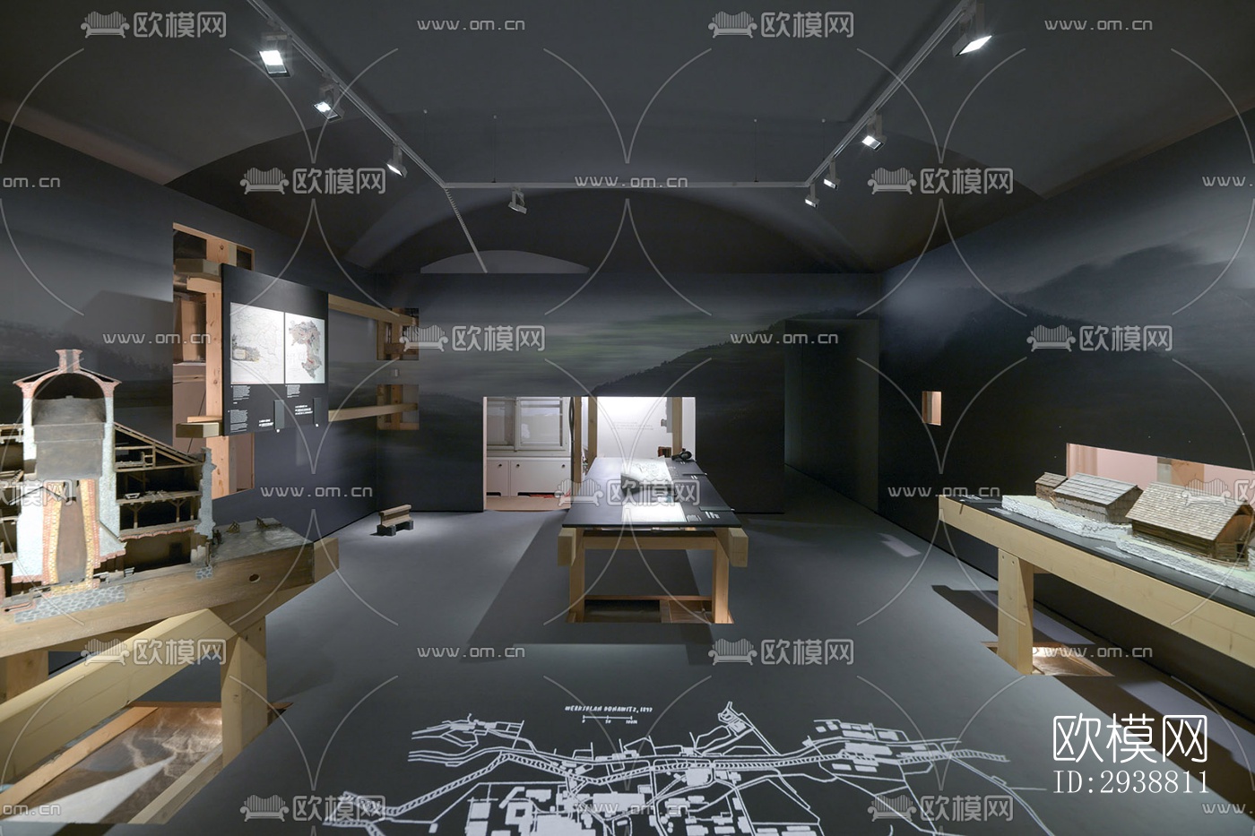 高级灰展览展厅效果图下载（渲染图10）