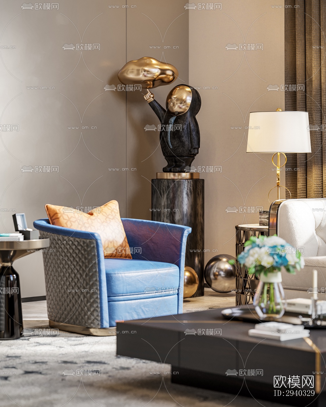 现代平层效果图下载（渲染图3）