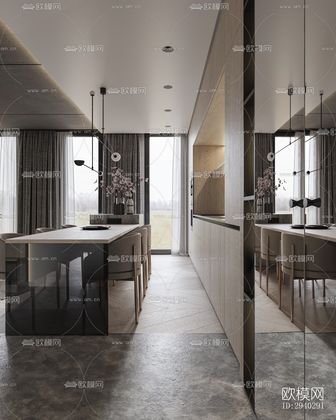 现代平层效果图下载（渲染图12）