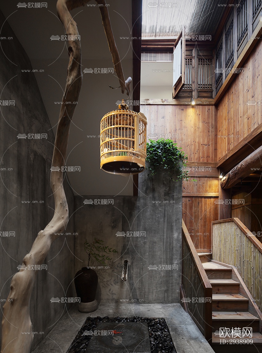 中式酒店民宿效果图下载（渲染图4）