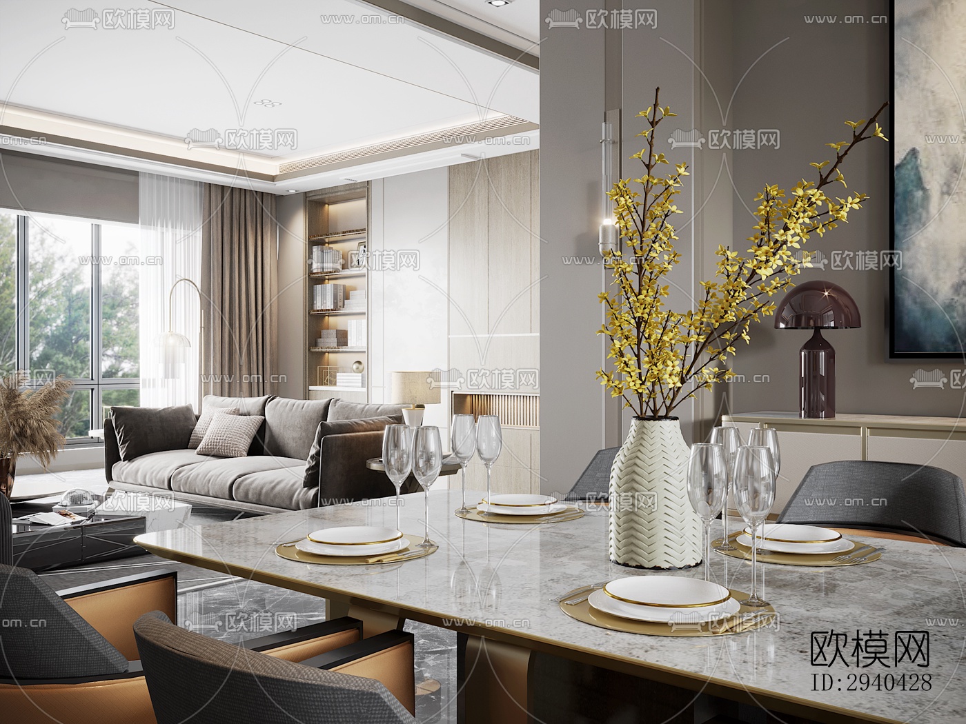 现代平层效果图下载（渲染图7）