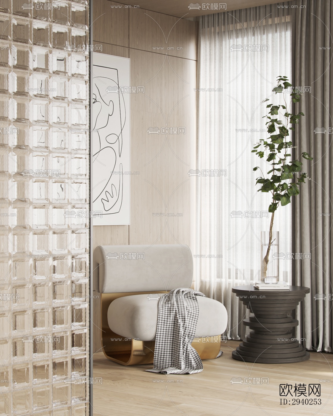 现代平层效果图下载（渲染图3）