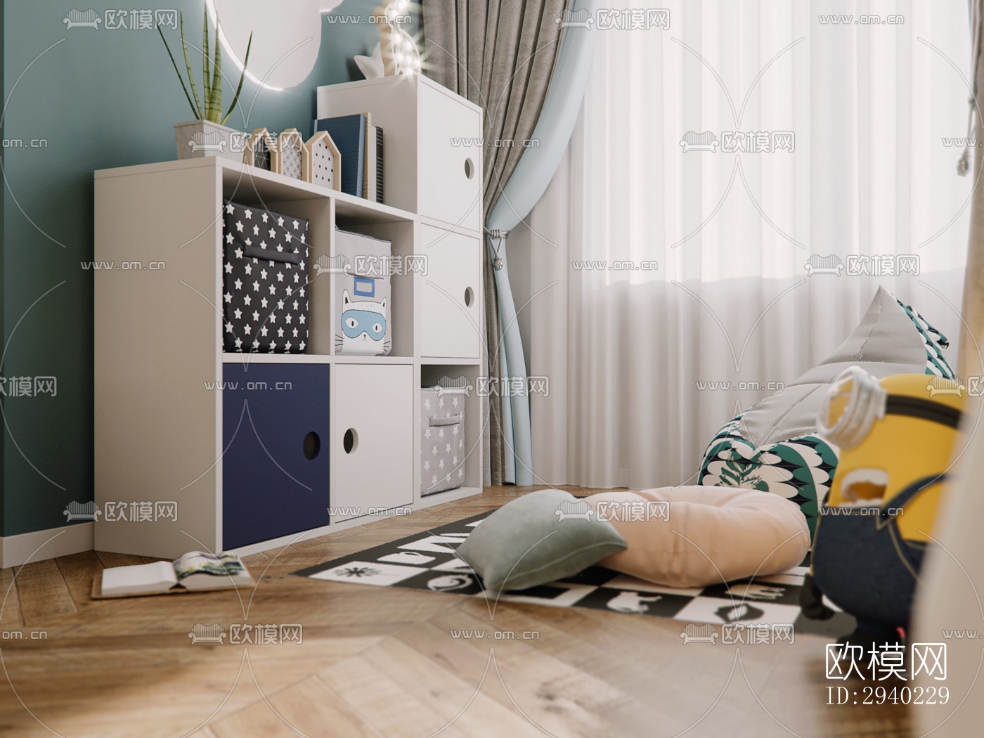 法式平层效果图下载（渲染图7）