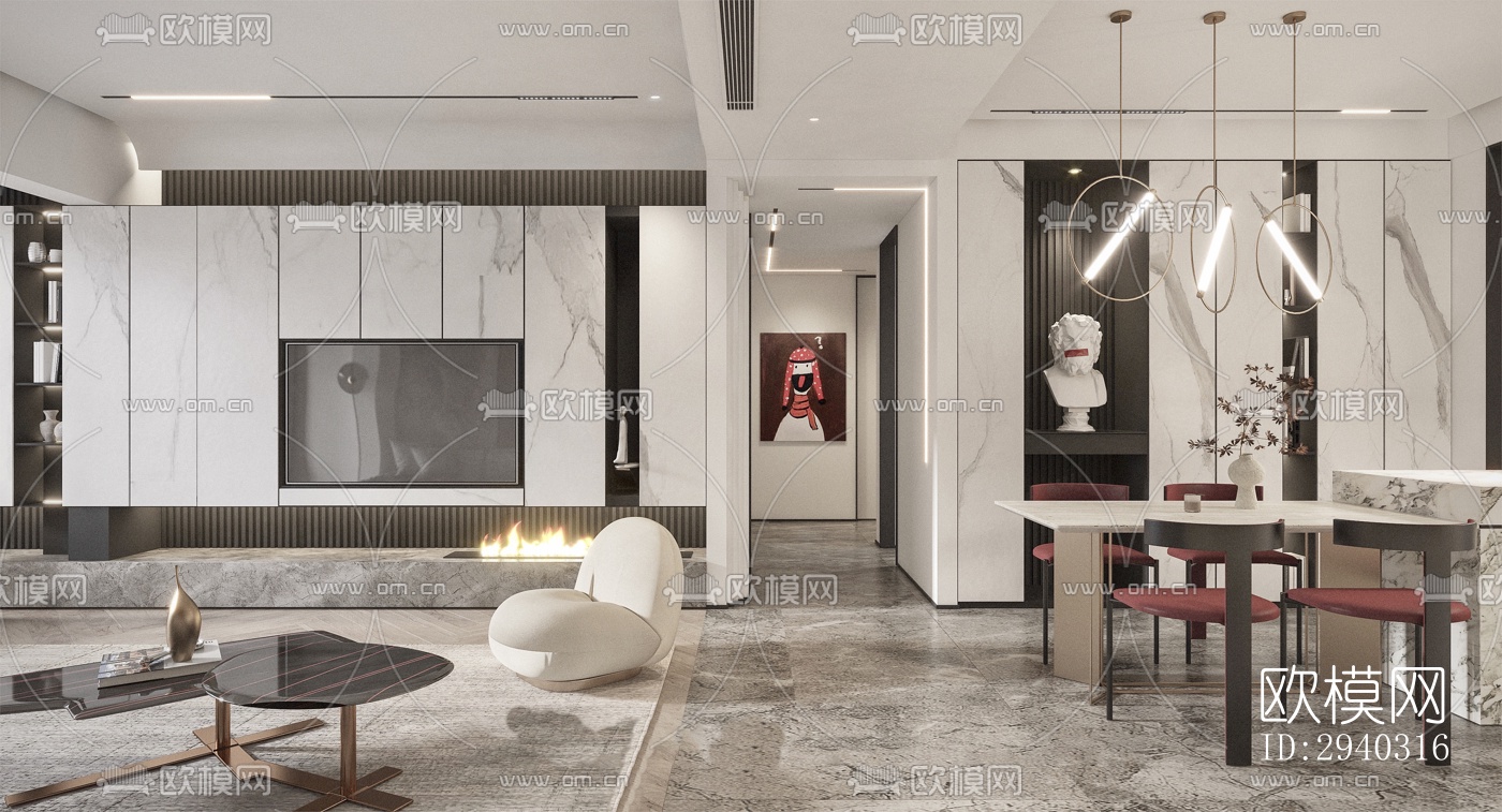 现代平层效果图下载（渲染图5）