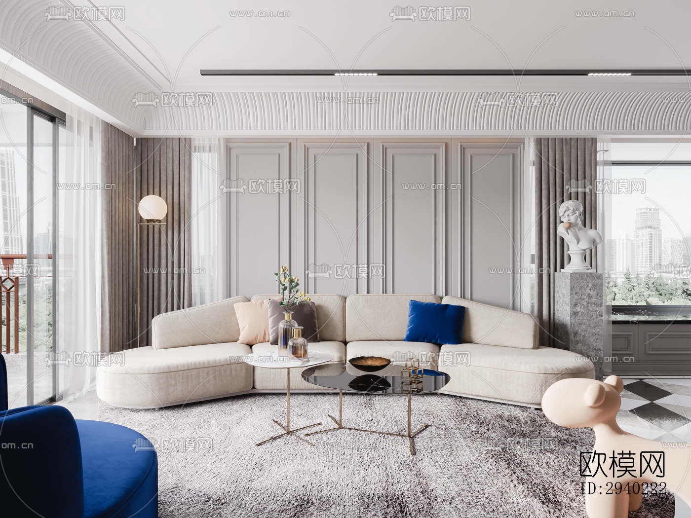 欧式平层效果图下载（渲染图13）