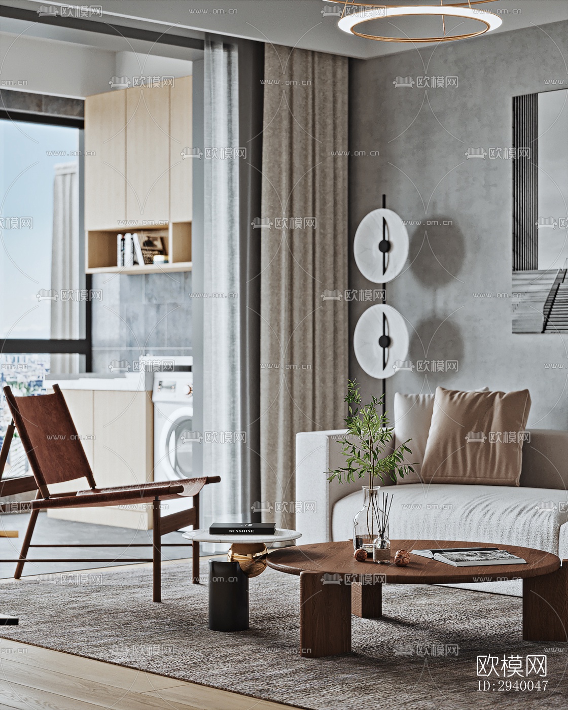 侘寂平层效果图下载（渲染图2）