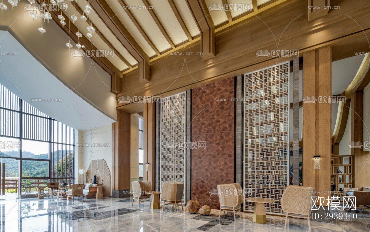 新中式酒店民宿效果图下载（渲染图5）