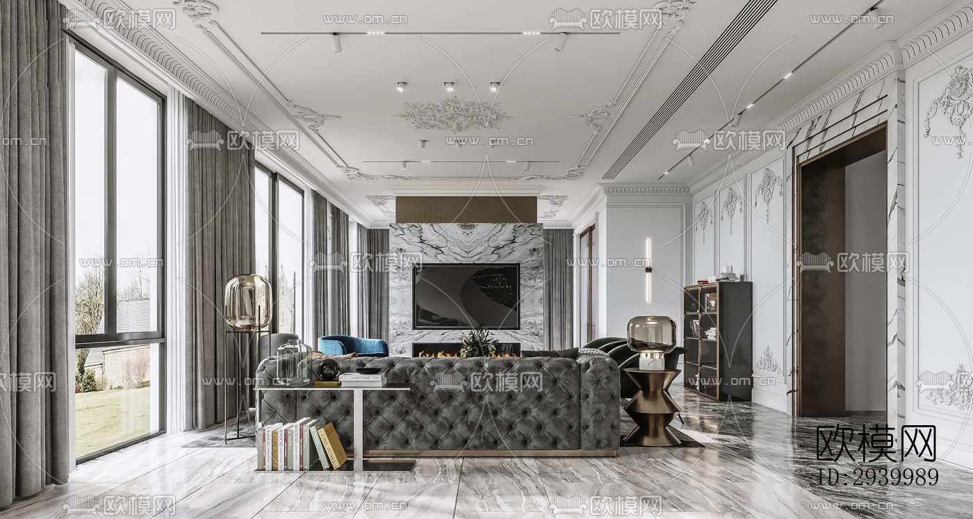 美式复式效果图下载（渲染图8）