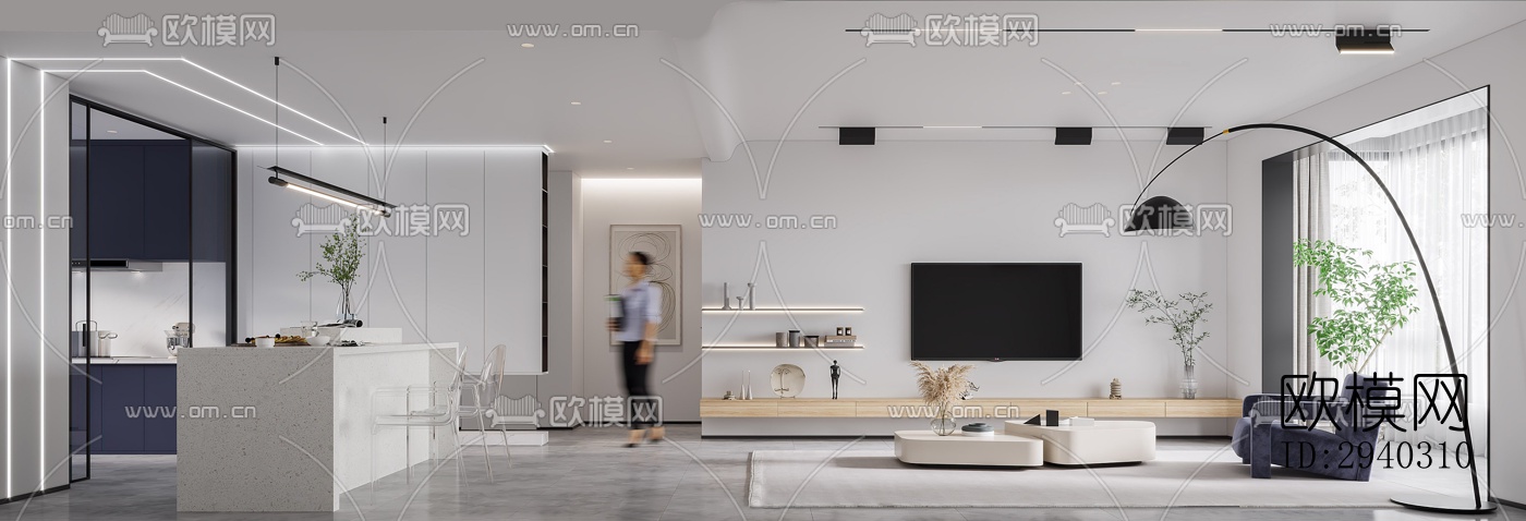 现代平层效果图下载（渲染图6）