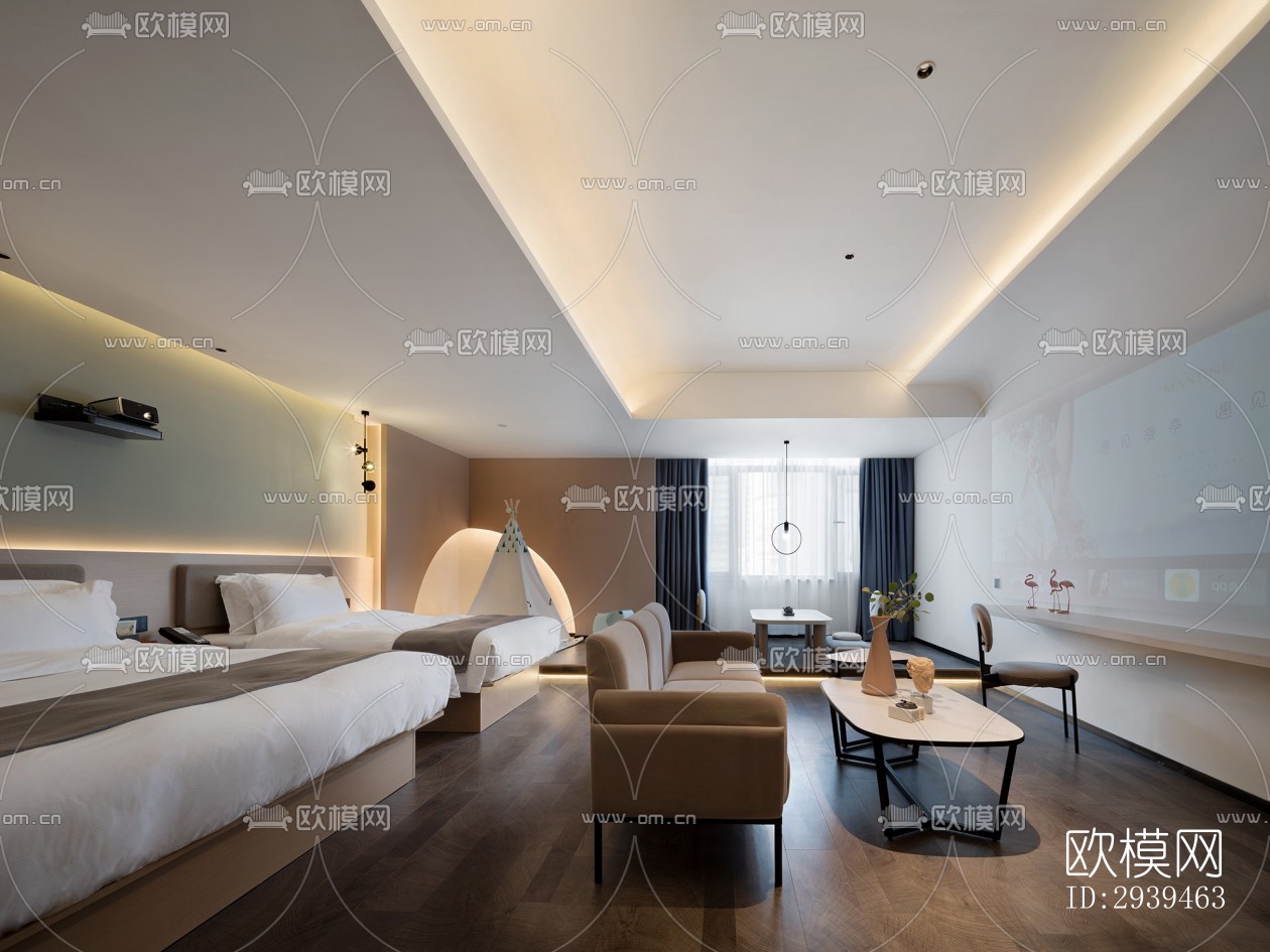 现代酒店民宿效果图下载（渲染图8）