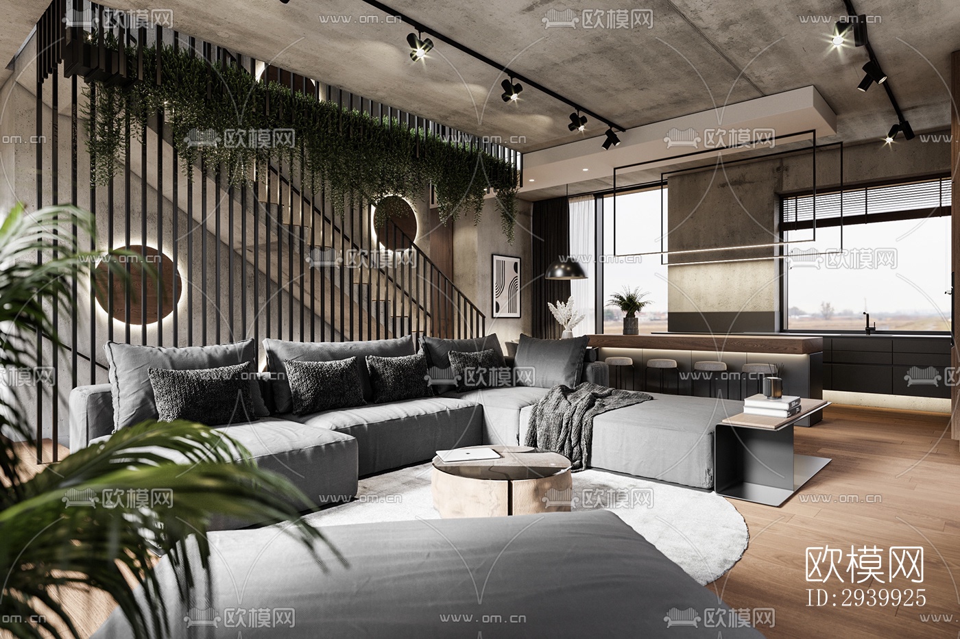 工业风复式效果图下载（渲染图4）