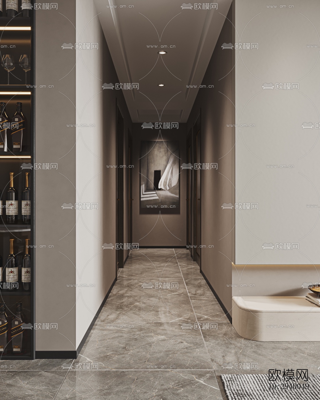 侘寂平层效果图下载（渲染图3）