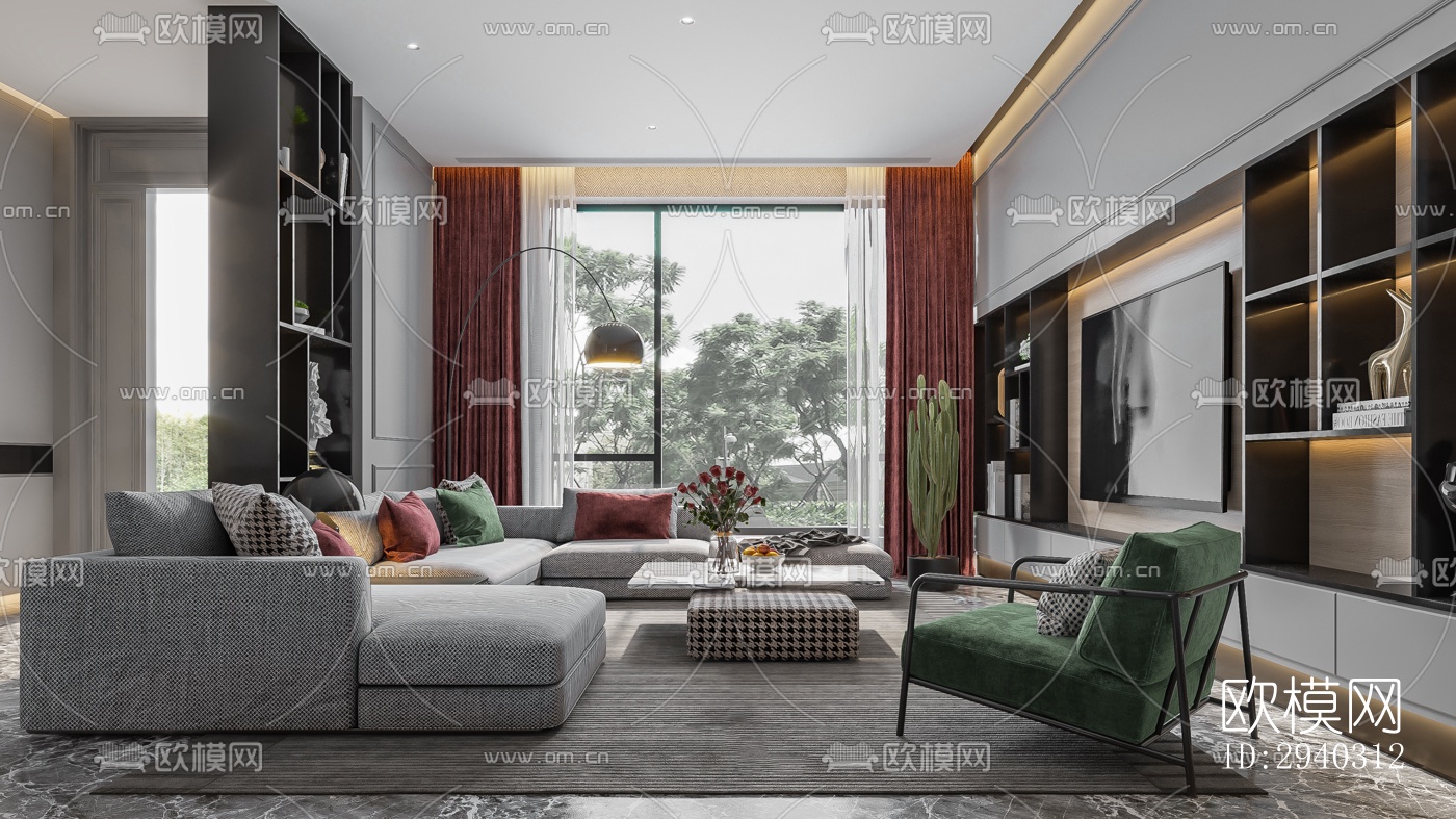 现代平层效果图下载（渲染图5）