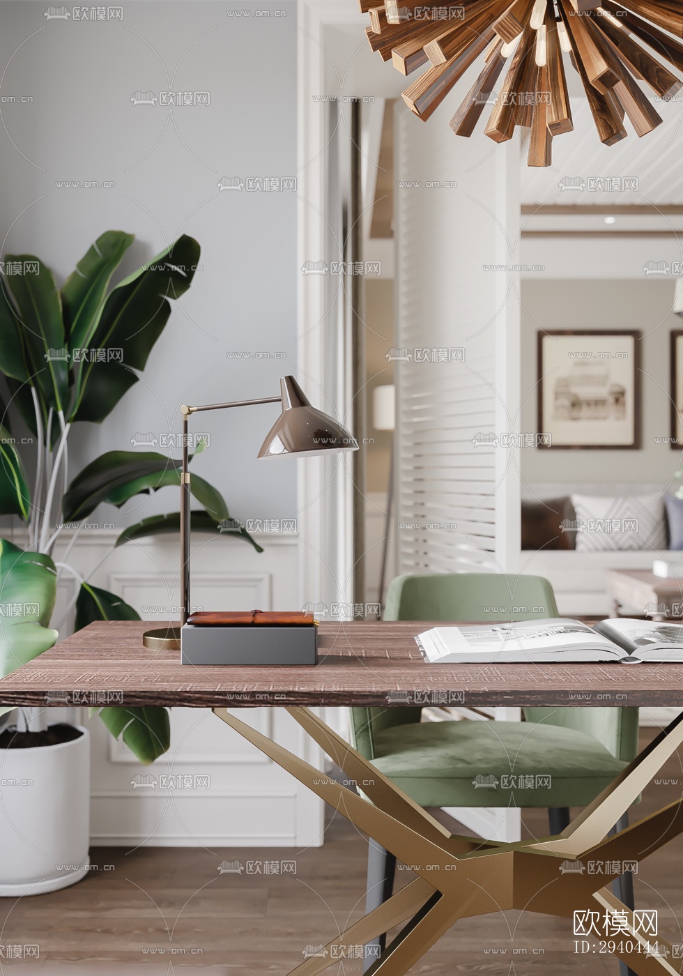 美式平层效果图下载（渲染图9）