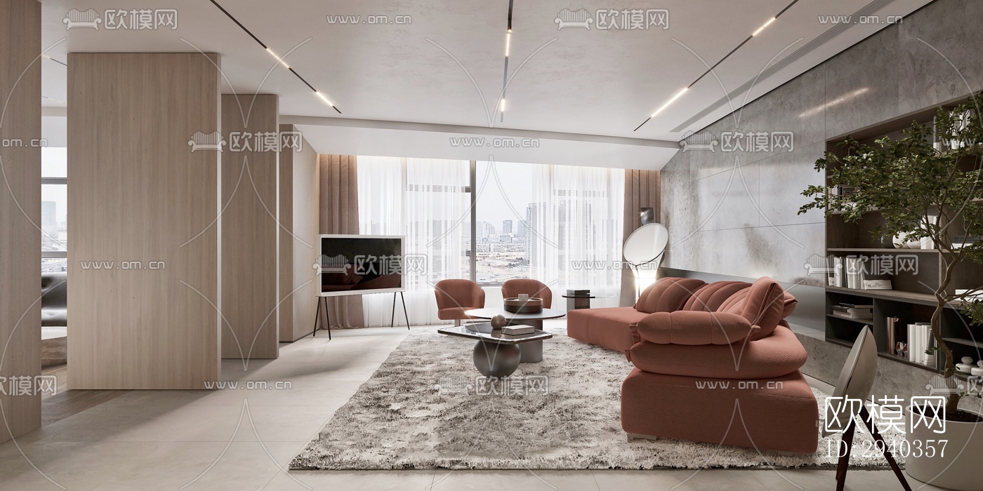 现代平层效果图下载（渲染图1）