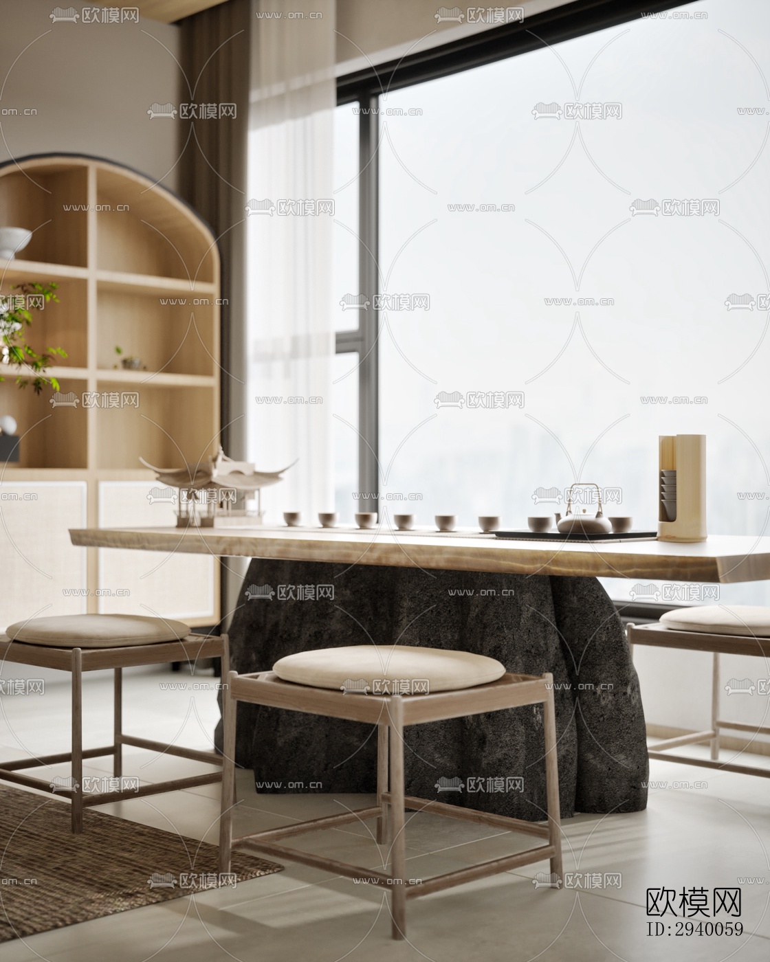 侘寂平层效果图下载（渲染图9）