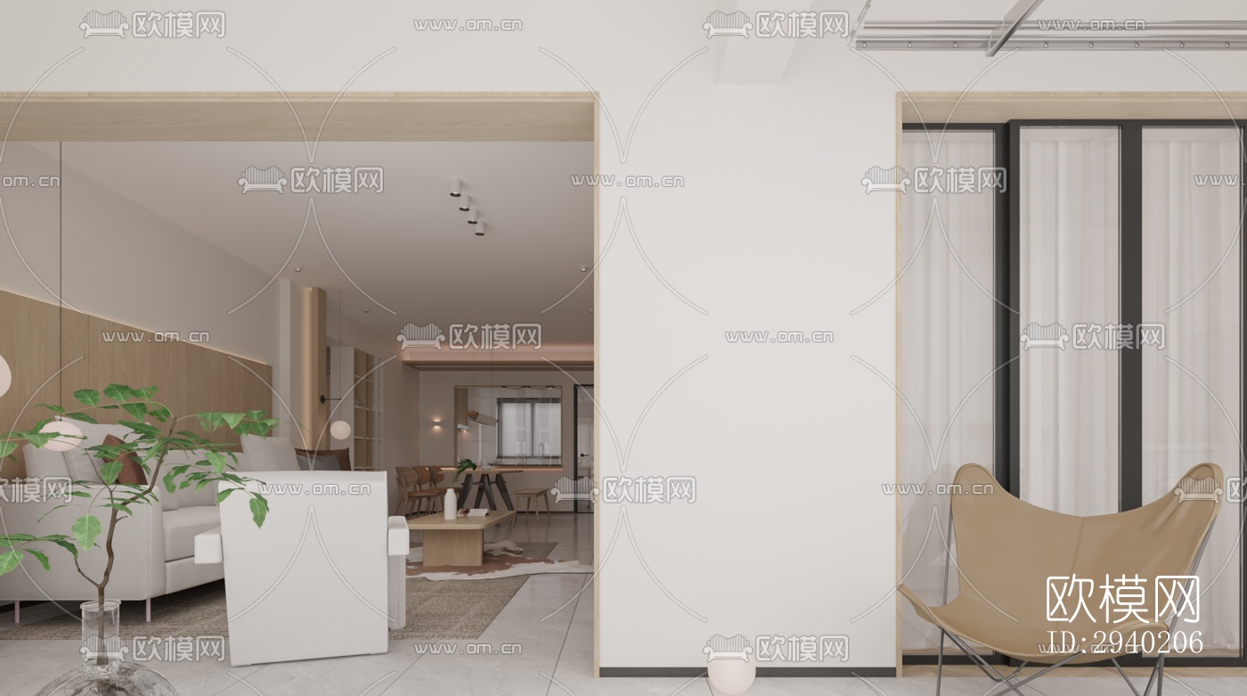 日式平层效果图下载（渲染图3）