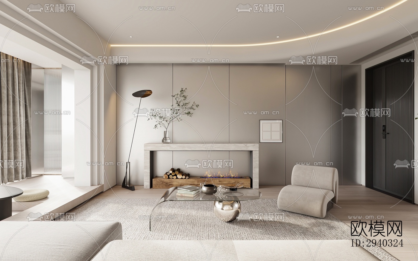 现代平层效果图下载（渲染图12）