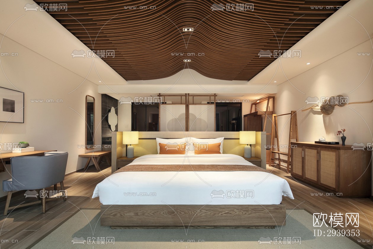 新中式酒店民宿效果图下载（渲染图12）