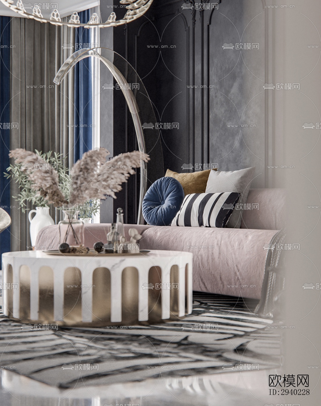 法式平层效果图下载（渲染图2）