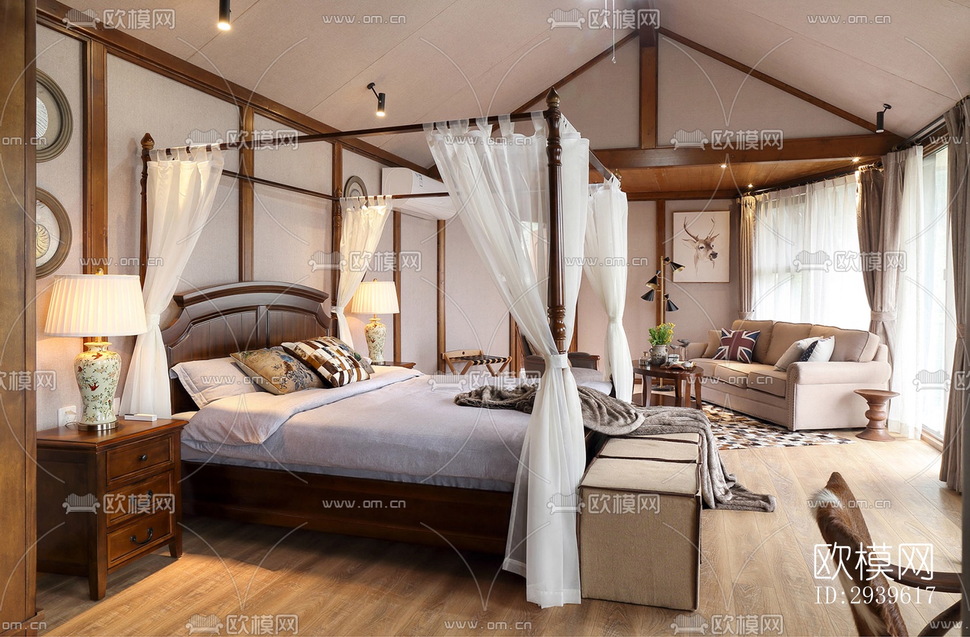 美式酒店民宿效果图下载（渲染图7）