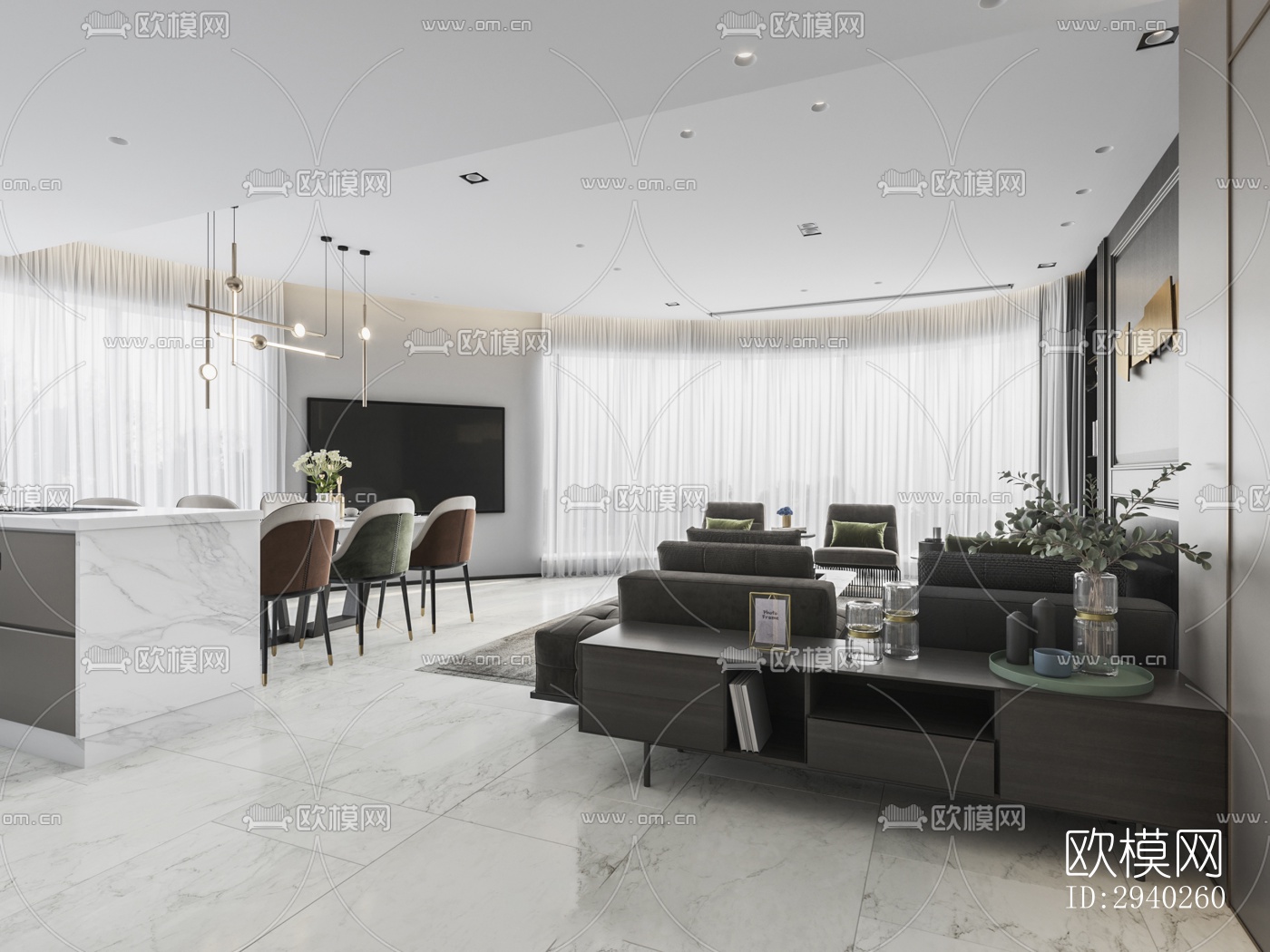 现代平层效果图下载（渲染图7）