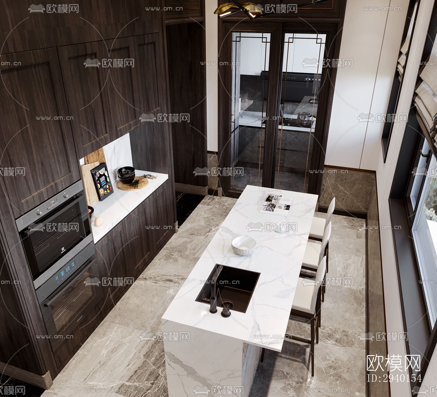 新中式平层效果图下载（渲染图14）