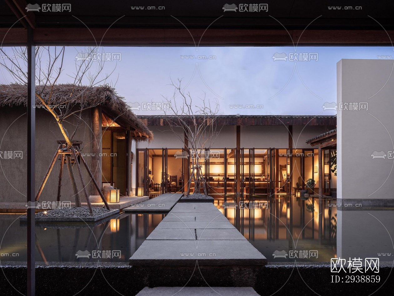 中式酒店民宿效果图下载（渲染图13）