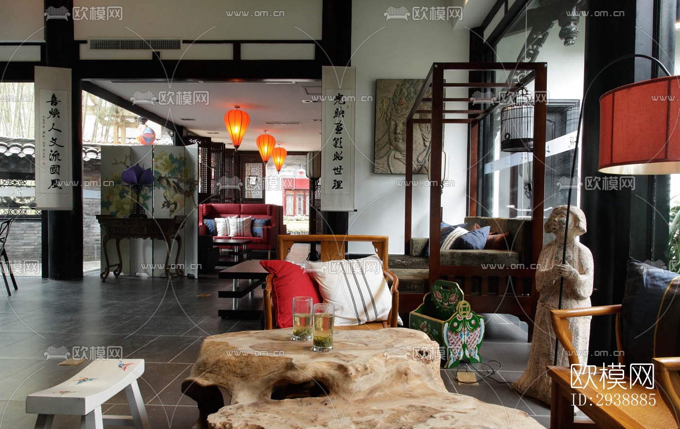 中式酒店民宿效果图下载（渲染图7）